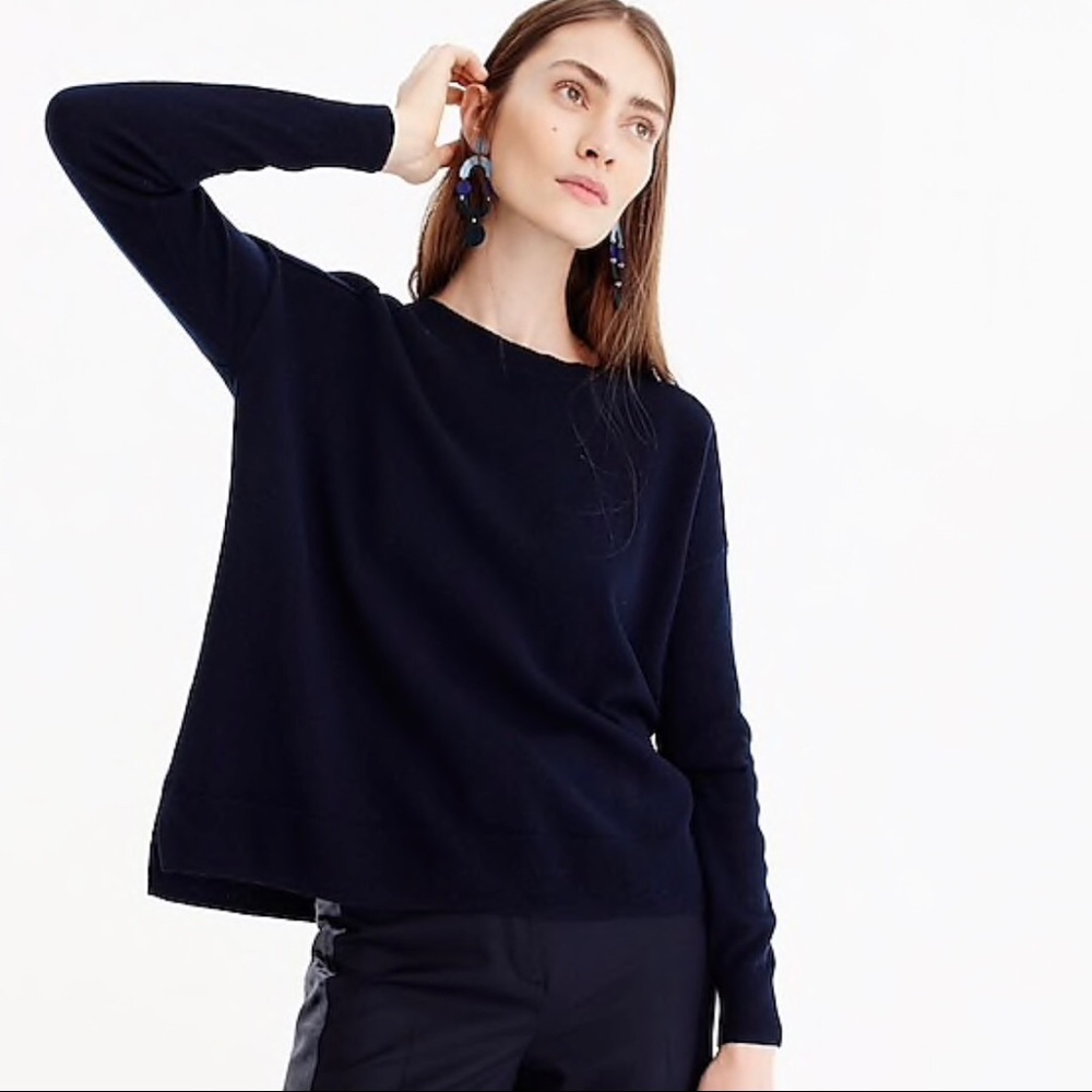 J Crew Relaxed Cashmere Sweater M Navy